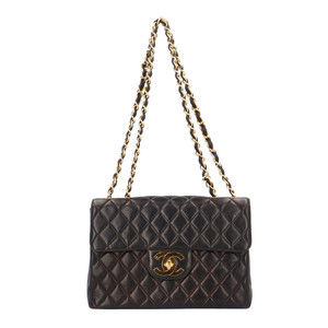 Chanel Chain Deca Matelasse Coco Mark Lambskin Shoulder Bag Black